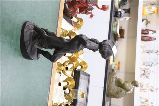 Two Russian bronzed cast iron figures of Hercules, height 15.75in.